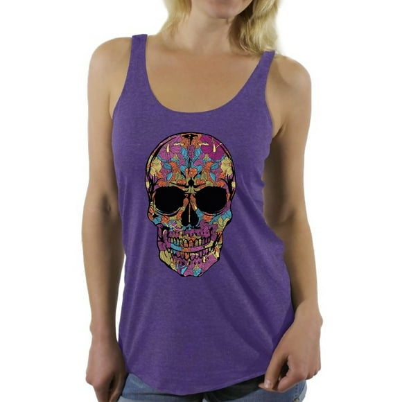 4th Of July Tank Sublimated Design Cow Skull Tank Top Barbwire Skull Patriotic Racerback Boho Tank Top Women/'s Racerback Skull Tank